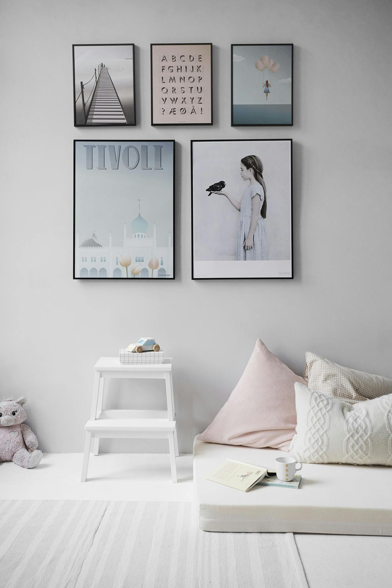 Editorial wall styling with minimal home decor