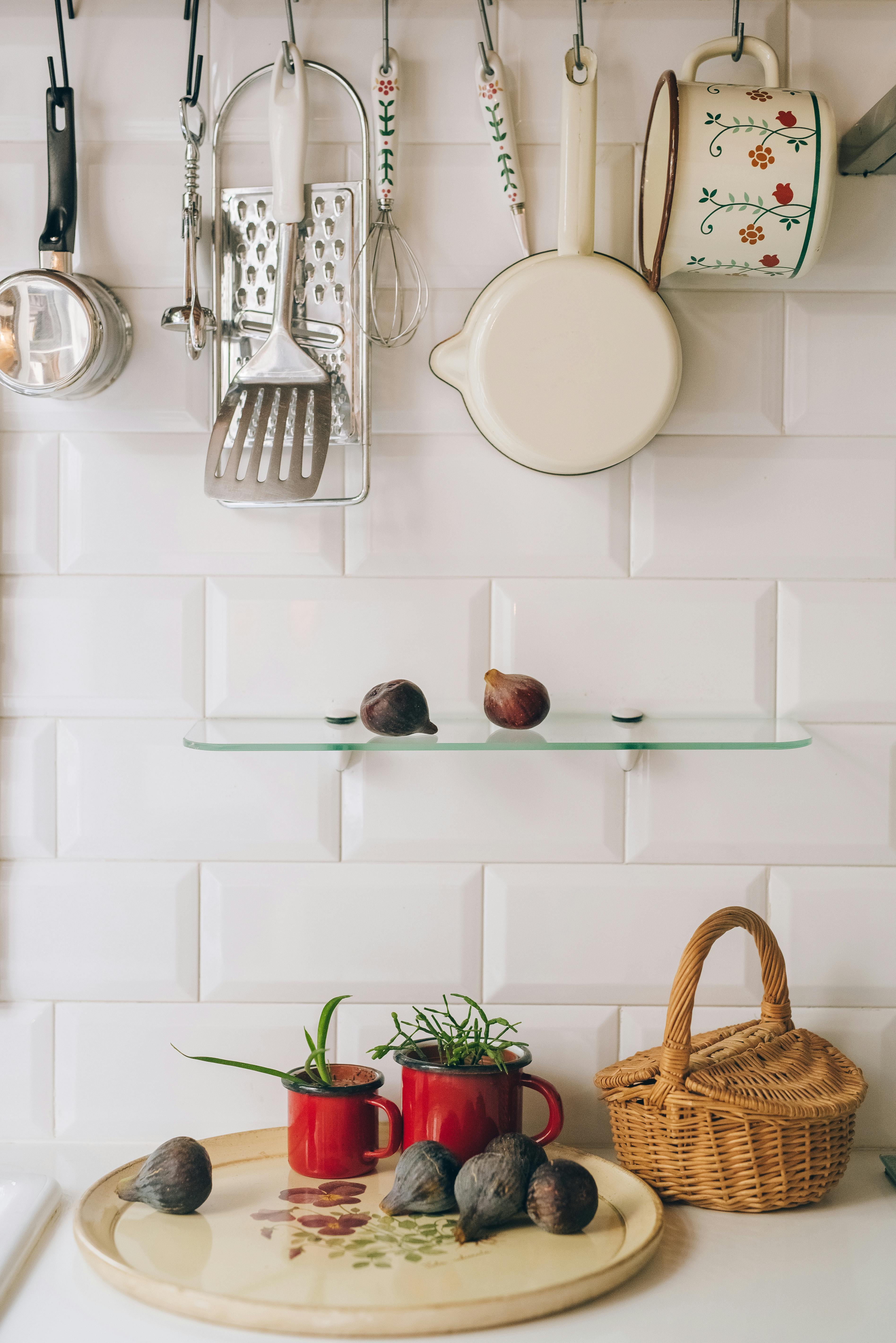 Kitchen utensils arranged in a calm minimal setting